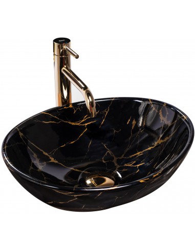 Umywalka Nablatowa Ceramiczna Sofia Black Marble