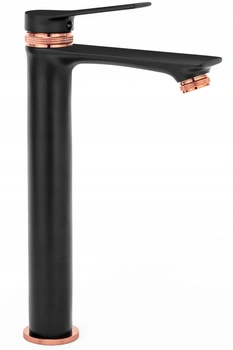 Bateria Umywalkowa Viral Czarna Różowo Złota Wysoka