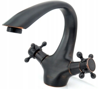 Bateria Umywalkowa Retro Postarzana Czarna Niska