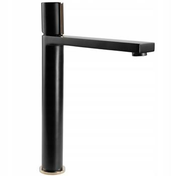 Wysoka Bateria Umywalkowa Icon Czarna Złota Wysoka