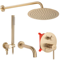 Zestaw Wannowo-Prysznicowy Podtynkowy Lungo Złoty Szczotkowany