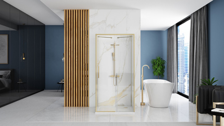 Przyścienna Kabina Prysznicowa Rapid Slide Złoto Szczotkowane