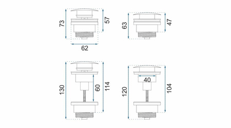 Korek Umywalkowy Uniwersalny Klik-Klak Miedź Szczotkowana
