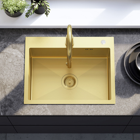 Zlewozmywak Kuchenny Liam Złoto Szczotkowane + Syfon