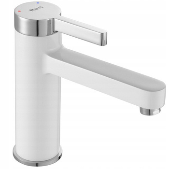 Bateria Umywalkowa Polo Biała Chrom Niska