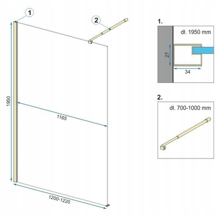 Ścianka Walk In Aero Gold Złota Szczotkowana