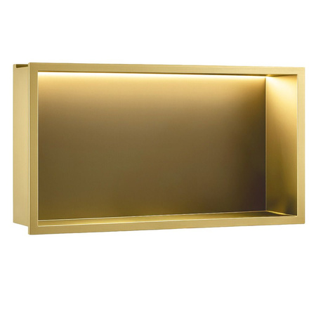 Półka Łazienkowa Wnękowa LED 60x30 Złota Szczotkowana
