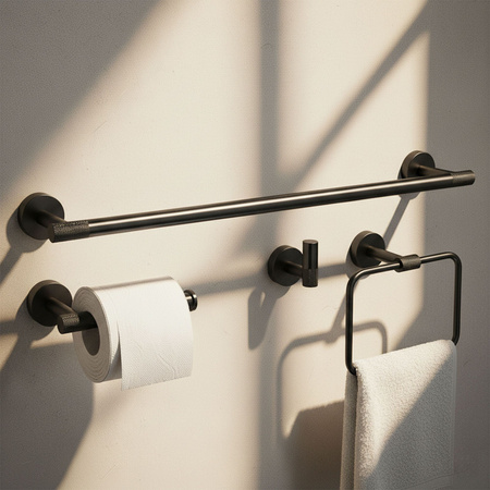 Komplet Wieszaków Łazienkowych Grid Czarny Mat