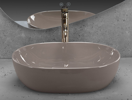 Umywalka Nablatowa Aura 61 Beige Shiny