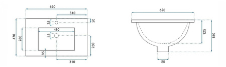 Umywalka Wpuszczana Dafne 60