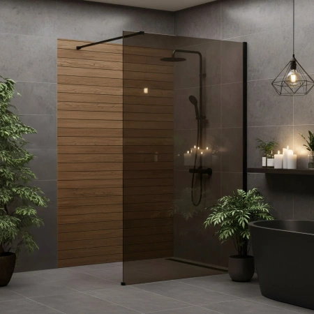 Ścianka Prysznicowa Flexi Brązowa Czarny Mat