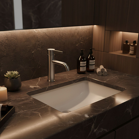 Bateria Umywalkowa Foster Nikiel Szczotkowany Niska