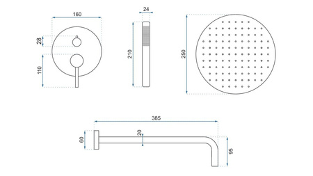 Zestaw Natryskowy Podtynkowy Lungo White Biały