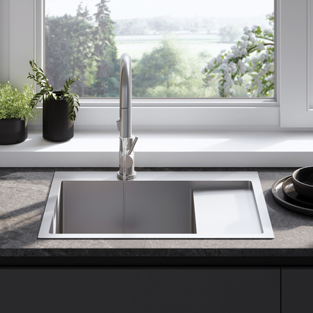 Zlewozmywak Kuchenny Finn Nikiel Szczotkowany + Syfon