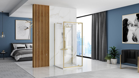 Kabina Przyścienna Rapid Swing Złota Szczotkowana