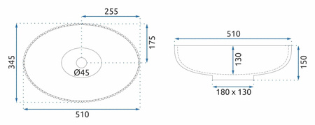 Umywalka Nablatowa Szklana Nicole 51
