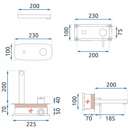 Bateria Umywalkowa Podtynkowa Rea Oval Złota  + BOX