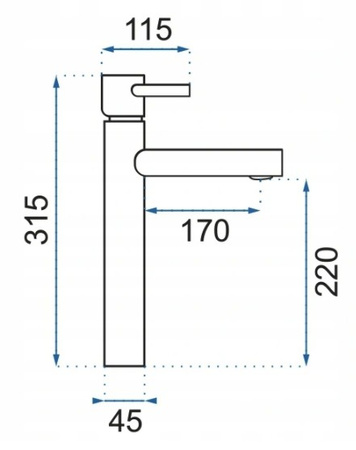 Bateria Umywalkowa Tess Black High Wysoka