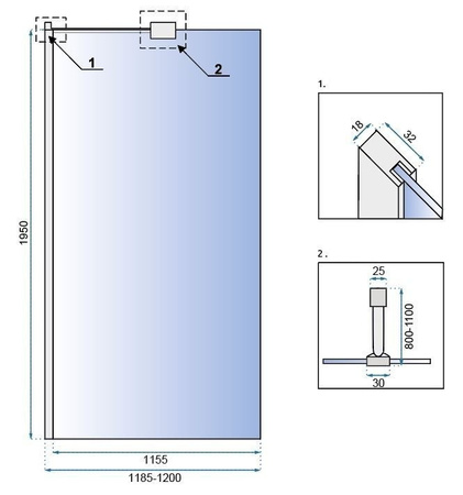 Ścianka WALK-IN AERO Easy Clean 120