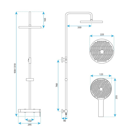 Zestaw Natryskowy Foss Clif Złoty Szczotkowany