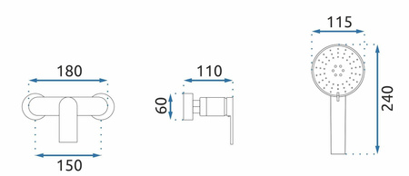 Bateria Prysznicowa Ścienna Verso Czarna