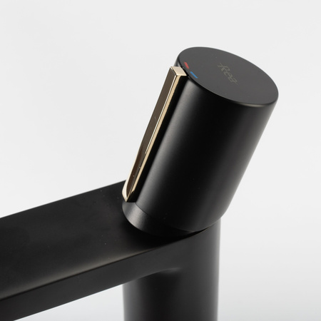 Bateria Umywalkowa Icon Czarna Złota Niska