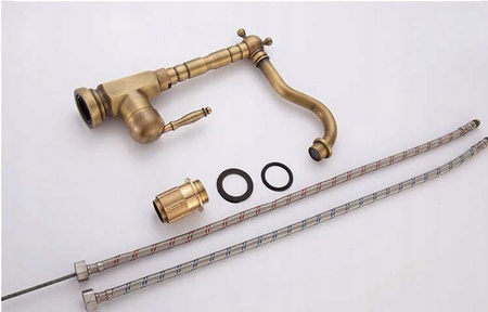 Bateria Umywalkowa Kuchenna Bona Złota Postarzana Wysoka