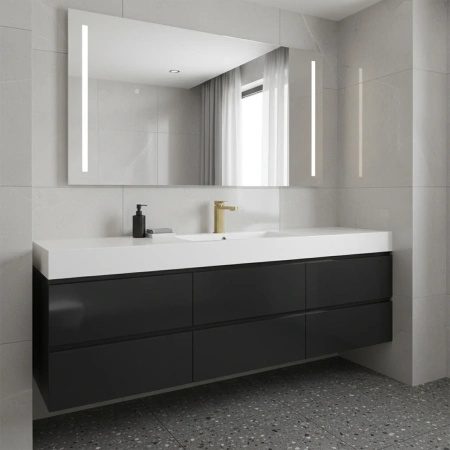 Bateria Umywalkowa Arlo Złota Szczotkowana Niska