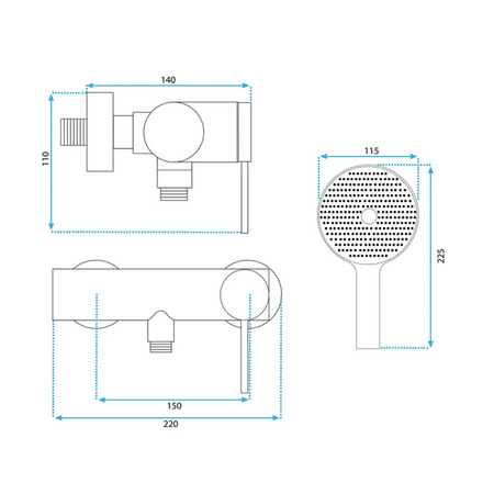 Bateria Prysznicowa Natynkowa Foss Miedź Szczotkowana