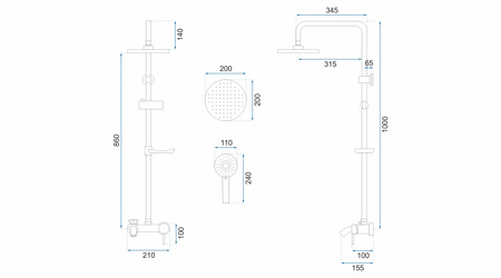 Zestaw Prysznicowy Natryskowy LUIS Czarny
