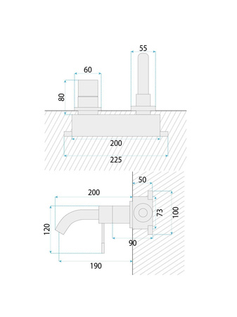 Bateria Umywalkowa Podtynkowa Lungo Diamond Miedziana + Box
