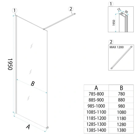 Ścianka Prysznicowa Flexi Złota