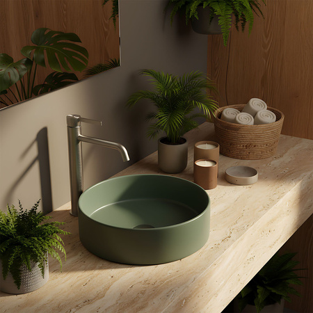 Bateria Umywalkowa Foster Wysoka Nikiel Szczotkowany