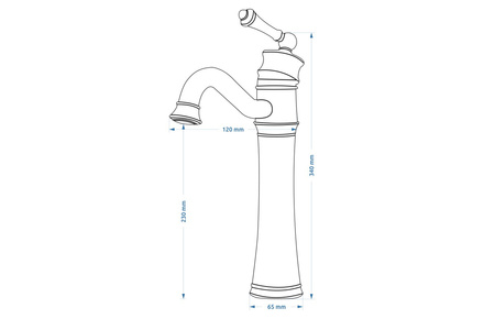 Bateria Umywalkowa Vintage Czarna Postarzana Wysoka