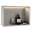Półka Łazienkowa Wnękowa LED 45x30 Stal Szczotkowana