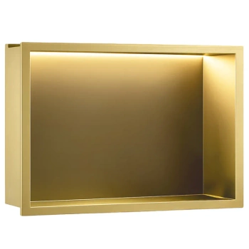 Półka Łazienkowa Wnękowa LED 45x30 Złota Szczotkowana