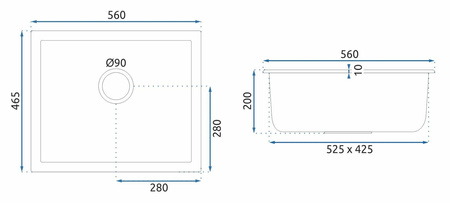 Zlewozmywak Kuchenny Granitowy NELS Czarny Nakrapiany