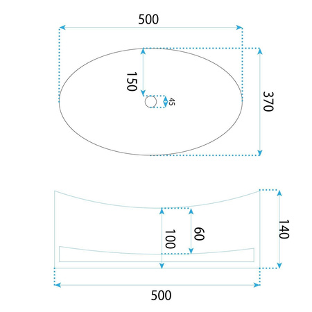 Umywalka Nablatowa Szklana Harper 50