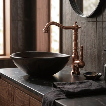 Bateria Umywalkowa Bona Miedź Szczotkowana Wysoka