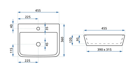Umywalka Nablatowa Przyścienna Remi