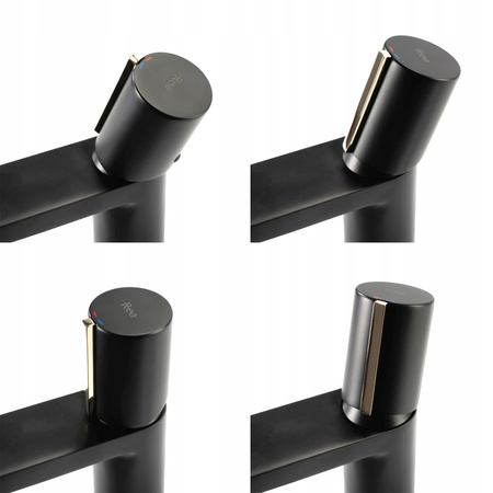 Wysoka Bateria Umywalkowa Icon Czarna Złota Wysoka