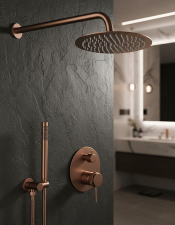 Zestaw Natryskowy Podtynkowy Lungo Grip Miedź Szczotkowana + Box