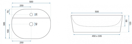 Umywalka Nablatowa Carina 50