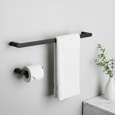 Komplet Wieszaków Łazienkowych 4 Elementy Mati Czarny Mat