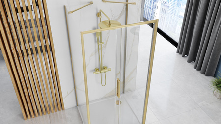 Przyścienna Kabina Prysznicowa Rapid Slide Złoto Szczotkowane