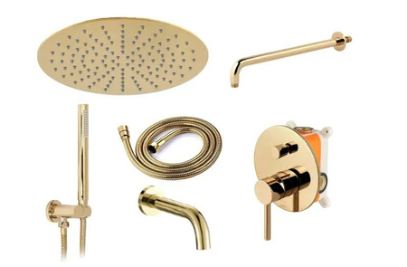 Zestaw Wannowo-Prysznicowy Podtynkowy Lungo Gold Złoty