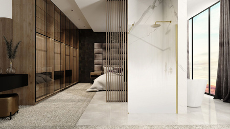 Ścianka Prysznicowa Walk In Aero Ombre Mleczna Złoto Szczotkowane