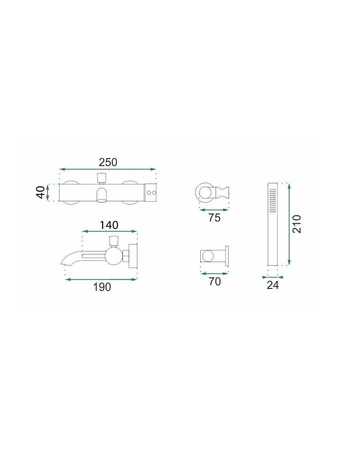 Bateria Wannowa Lungo Grip Miedź Szczotkowana