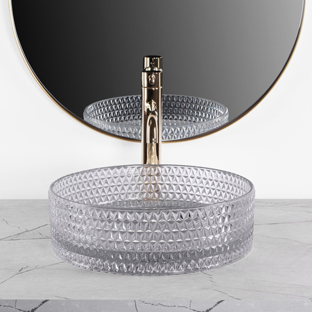 Umywalka Nablatowa Szklana Cristal Light Grey