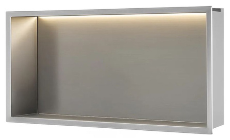 Półka Łazienkowa Wnękowa LED 60x30 Stal Szczotkowana